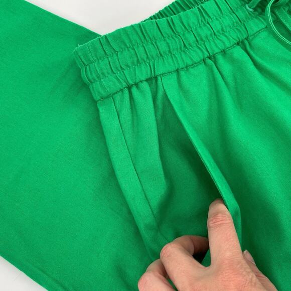 J.Crew Pants Women 0 Petite Green Linen Cotton Drawstring NEW Pull On AW842 Cuff - Picture 6 of 7